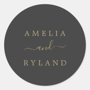 Charcoal Grey and Gold Wedding Envelope Seals