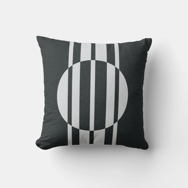 Charcoal Grey and White Abstract Pattern Cushion (Front)