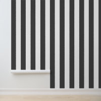 Charcoal Grey and White Bold Vertical Stripes