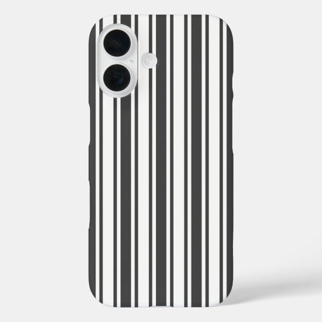 Charcoal grey and white candy stripes Case-Mate iPhone case (Back)