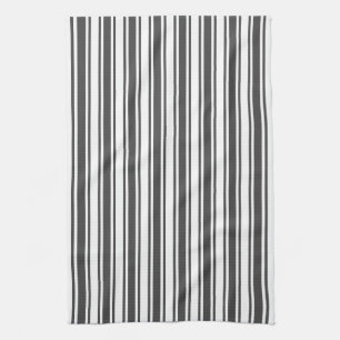 Charcoal grey and white candy stripes tea towel