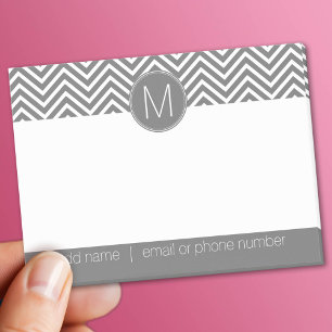 Charcoal Grey and White Chevrons Custom Monogram Post-it Notes