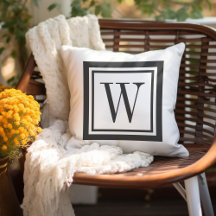 Charcoal Grey and White Classic Square Monogram