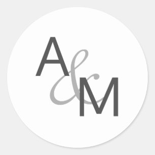 Charcoal Grey and White Monogram Envelope Seals