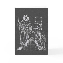 Charcoal Grey and White Nativity Scene