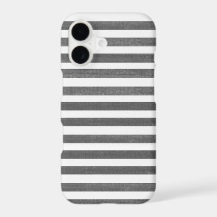 Charcoal Grey and White Stripe iPhone X Case
