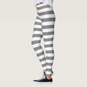 Charcoal Grey and White Stripes Leggings
