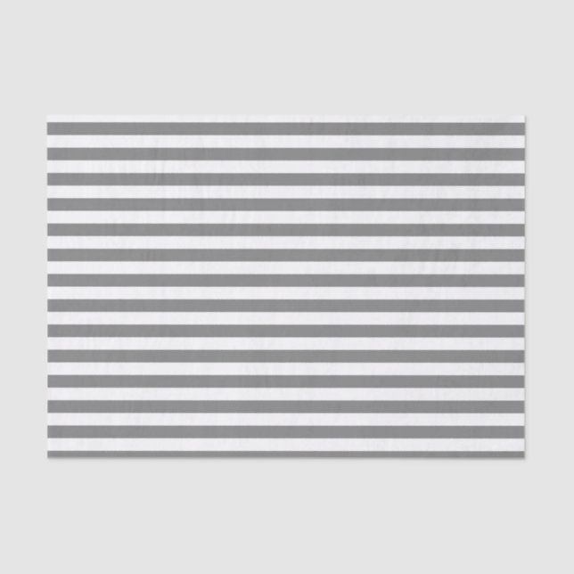 Charcoal Grey and White Stripes Tissue Paper (Front)