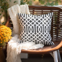 Charcoal Grey and White Trellis Pattern