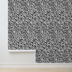 Charcoal Grey and White Willow Bough Wallpaper
