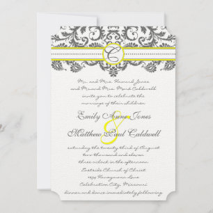 Charcoal Grey and Yellow Wedding Invitations
