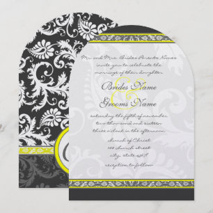 Charcoal Grey and Yellow Wedding Invitations