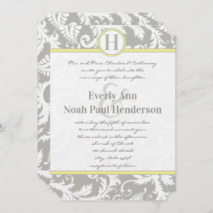 Charcoal Grey and Yellow Wedding Invitations