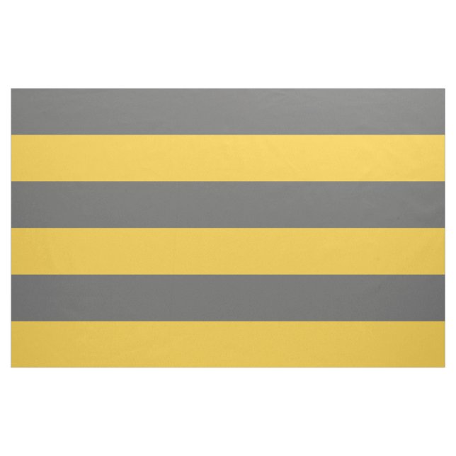 Charcoal Grey and Yellow Wide Stripes Large Scale Fabric (Yard)