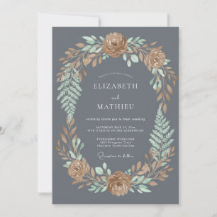 Charcoal Grey Atmospheric Autumnal Wedding Invitation