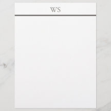 Charcoal Grey Bar Monogram Letterhead Stationery