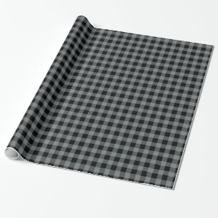Charcoal Grey Black Buffalo Plaid Tartan Wrapping Paper