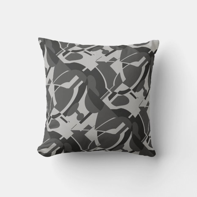 Charcoal Grey Black Diagonal Abstract Art Print  Cushion (Front)