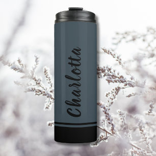 Charcoal Grey Black Elegant Minimal Customised Thermal Tumbler