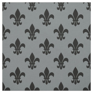 Charcoal Grey, Black Fleur De Lis Pattern Sz6 Fabric