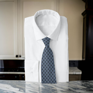 Charcoal Grey Black Stars Blue Dots Minimal Classy Tie
