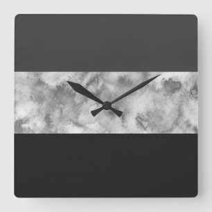 Charcoal Grey Block Stripes Square Wall Clock