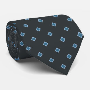 Charcoal Grey Blue Diamond Polka Dot Pattern Neck Tie