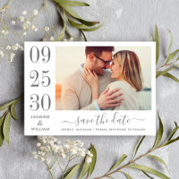 Charcoal Grey Bold Date Numeral Photo Wedding