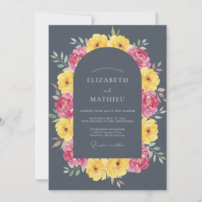 Charcoal Grey Bold Summer Wedding Invitation (Front)