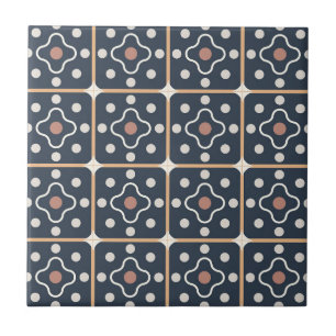 Charcoal Grey Brown Circle Geometric Accent Ceramic Tile