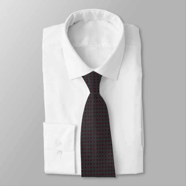 Charcoal Grey & Burgundy Micro Polka Dot Tie (Tied)