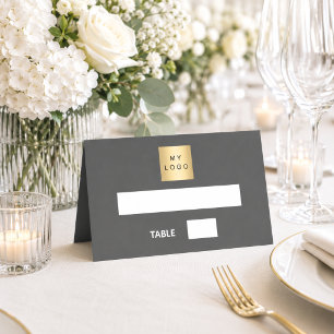 Charcoal grey business logo event place card