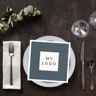 Charcoal grey business logo napkin
