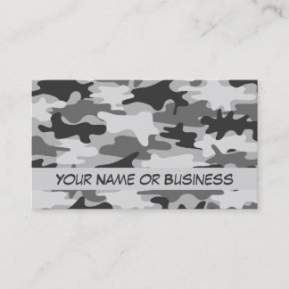 Charcoal Grey Camo Camouflage Name Personalised Business Card