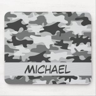 Charcoal Grey Camo Camouflage Name Personalised Mouse Pad