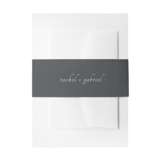 Charcoal Grey | Chic Simple Script Wedding  Invitation Belly Band