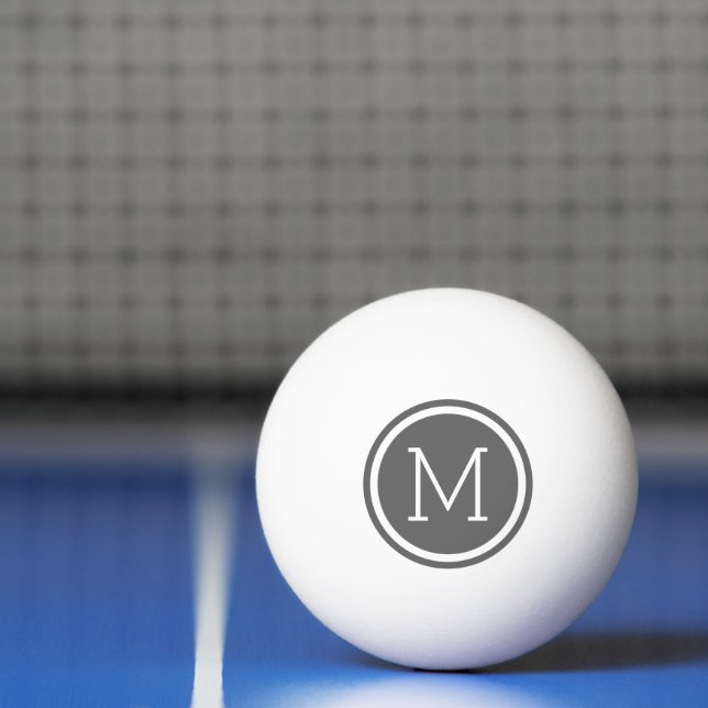 Charcoal Grey Circle Monogram Personalised Ping Pong Ball (Net)