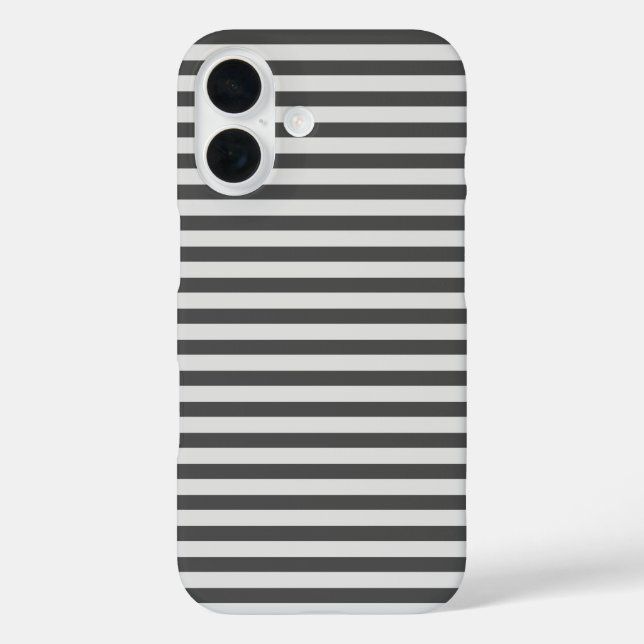 Charcoal & Grey Cute Horizontal Striped Case-Mate iPhone Case (Back)