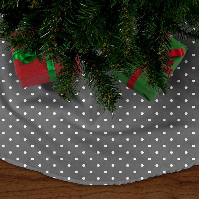 Charcoal Grey Cute Polka Dots Fleece Tree Skirt (Creator Uploaded)