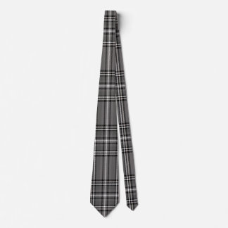 Charcoal Grey, Dark Grey, and White Tartan Pattern Tie
