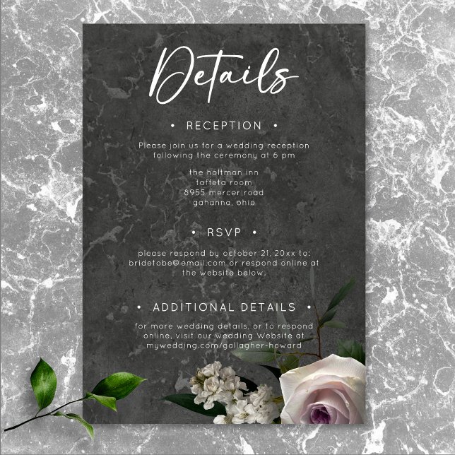 Charcoal Grey Elegant Floral Modern Wedding Enclosure Card (Charcoal Gray Elegant Floral Modern Wedding Enclosure Card)