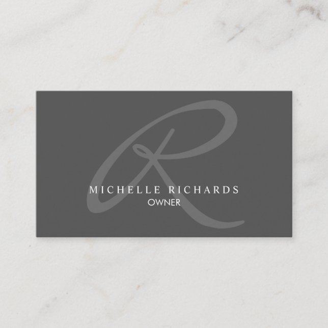 Charcoal Grey Elegant Minimalist Logo Business Card (Front)
