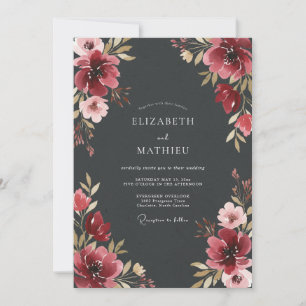 Charcoal Grey Enchanting Autumnal Wedding Invitation