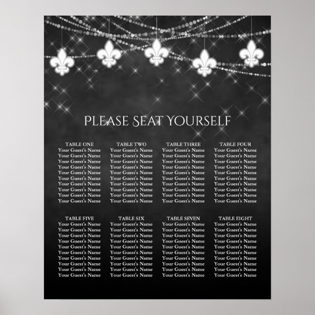Charcoal Grey Fleur de Lis Lights | Seating Chart (Front)