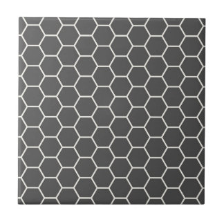 Charcoal Grey Geometric Honeycomb Hexagon Pattern Ceramic Tile