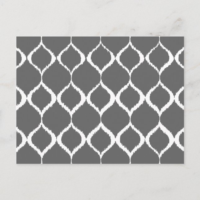 Charcoal Grey Geometric Ikat Tribal Print Pattern Postcard (Front)