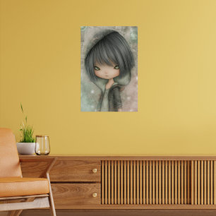 Charcoal Grey Gothic Whimsical Girl Art Poster