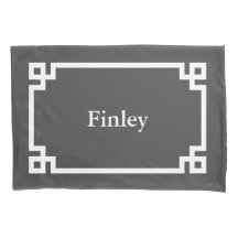 Charcoal Grey Greek Key Monogram Standard