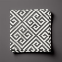 Charcoal Grey Greek Key Pattern