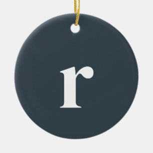 Charcoal Grey Initial Letter Trendy Minimalist Ceramic Ornament